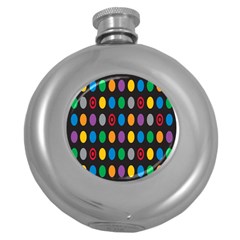 Polka Dots Rainbow Circle Round Hip Flask (5 Oz) by Mariart