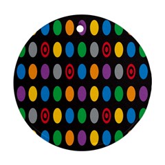 Polka Dots Rainbow Circle Round Ornament (two Sides) by Mariart