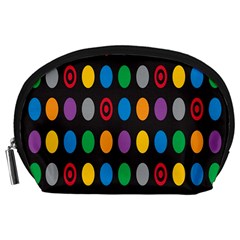 Polka Dots Rainbow Circle Accessory Pouches (large)  by Mariart
