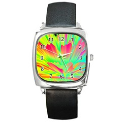 Screen Random Images Shadow Green Yellow Rainbow Light Square Metal Watch by Mariart