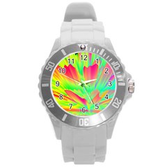 Screen Random Images Shadow Green Yellow Rainbow Light Round Plastic Sport Watch (l) by Mariart