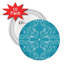 Repeatable Flower Leaf Blue 2 25  Buttons (10 Pack) 