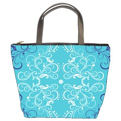 Repeatable Flower Leaf Blue Bucket Bags