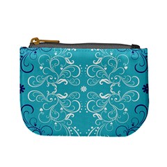 Repeatable Flower Leaf Blue Mini Coin Purses