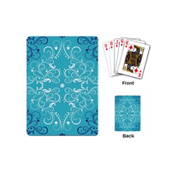 Repeatable Flower Leaf Blue Playing Cards (mini)  by Mariart