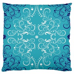 Repeatable Flower Leaf Blue Large Cushion Case (one Side)