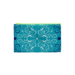 Repeatable Flower Leaf Blue Cosmetic Bag (xs) by Mariart