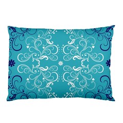 Repeatable Flower Leaf Blue Pillow Case by Mariart