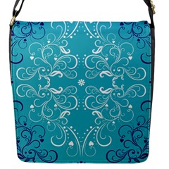 Repeatable Flower Leaf Blue Flap Messenger Bag (s) by Mariart