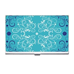 Repeatable Flower Leaf Blue Business Card Holders by Mariart