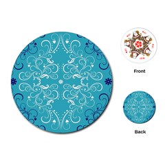 Repeatable Flower Leaf Blue Playing Cards (round)  by Mariart