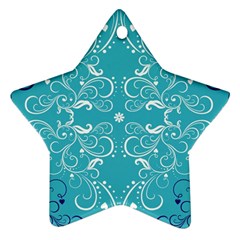 Repeatable Flower Leaf Blue Star Ornament (two Sides) by Mariart