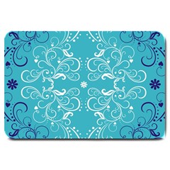 Repeatable Flower Leaf Blue Large Doormat  by Mariart