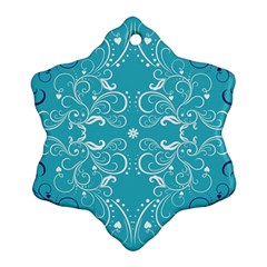 Repeatable Flower Leaf Blue Snowflake Ornament (two Sides)