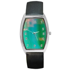 Shadow Faintly Faint Line Green Barrel Style Metal Watch by Mariart