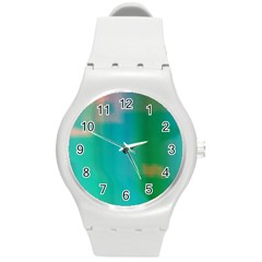 Shadow Faintly Faint Line Green Round Plastic Sport Watch (m) by Mariart