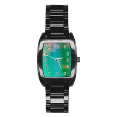 Shadow Faintly Faint Line Green Stainless Steel Barrel Watch