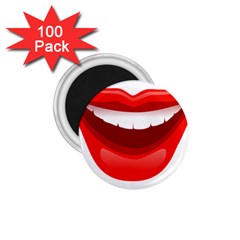 Smile Lips Transparent Red Sexy 1 75  Magnets (100 Pack) 