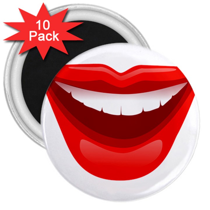 Smile Lips Transparent Red Sexy 3  Magnets (10 pack) 