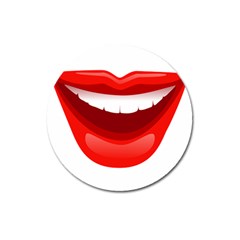 Smile Lips Transparent Red Sexy Magnet 3  (round)