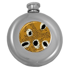 Surface Patterns Spot Polka Dots Black Round Hip Flask (5 Oz)