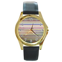 Shadow Faintly Faint Line Included Static Streaks And Blotches Color Round Gold Metal Watch by Mariart