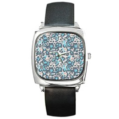 Sunbathing Beach Sea Square Metal Watch