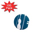 Violin Music Blue 1  Mini Magnets (100 pack)  Front