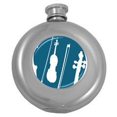 Violin Music Blue Round Hip Flask (5 Oz)