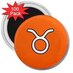 Taurus Symbol Sign Orange 3  Magnets (100 Pack)