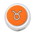 Taurus Symbol Sign Orange 4-Port USB Hub (Two Sides)  Back