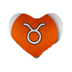 Taurus Symbol Sign Orange Standard 16  Premium Flano Heart Shape Cushions by Mariart