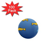 Water Bubbles Fish Seaworld Blue 1  Mini Magnets (100 pack) 