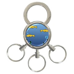 Water Bubbles Fish Seaworld Blue 3-Ring Key Chains