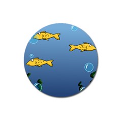 Water Bubbles Fish Seaworld Blue Magnet 3  (Round)