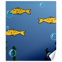 Water Bubbles Fish Seaworld Blue Canvas 8  x 10 