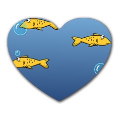 Water Bubbles Fish Seaworld Blue Heart Mousepads