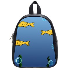 Water Bubbles Fish Seaworld Blue School Bags (Small) 