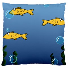 Water Bubbles Fish Seaworld Blue Large Cushion Case (Two Sides)