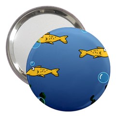 Water Bubbles Fish Seaworld Blue 3  Handbag Mirrors