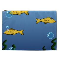 Water Bubbles Fish Seaworld Blue Cosmetic Bag (xxl) 