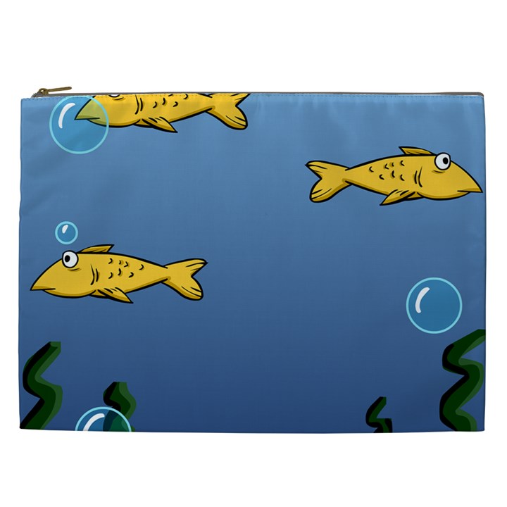 Water Bubbles Fish Seaworld Blue Cosmetic Bag (XXL) 