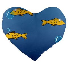 Water Bubbles Fish Seaworld Blue Large 19  Premium Heart Shape Cushions