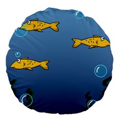 Water Bubbles Fish Seaworld Blue Large 18  Premium Flano Round Cushions