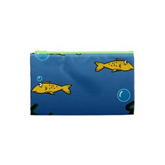 Water Bubbles Fish Seaworld Blue Cosmetic Bag (xs) by Mariart