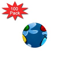 Water Balloon Blue Red Green Yellow Spot 1  Mini Magnets (100 pack) 