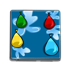 Water Balloon Blue Red Green Yellow Spot Memory Card Reader (Square)