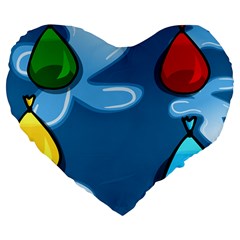 Water Balloon Blue Red Green Yellow Spot Large 19  Premium Flano Heart Shape Cushions