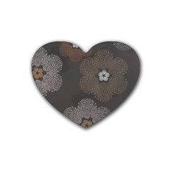 Walls Medallion Floral Grey Polka Heart Coaster (4 Pack)  by Mariart