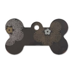 Walls Medallion Floral Grey Polka Dog Tag Bone (one Side) by Mariart